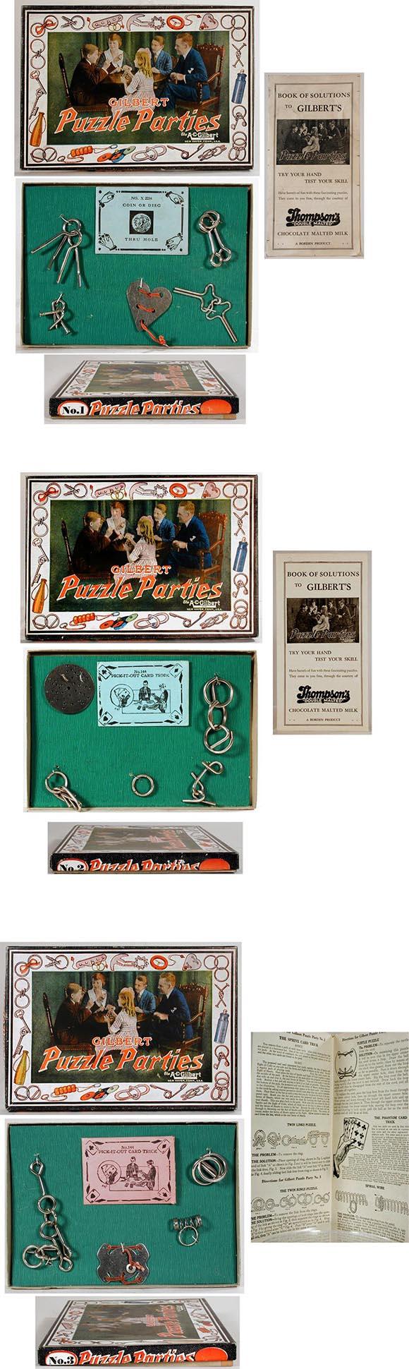 1920 A.C. Gilbert, No.1, No.2 & No.3 Puzzle Parties in Original Boxes